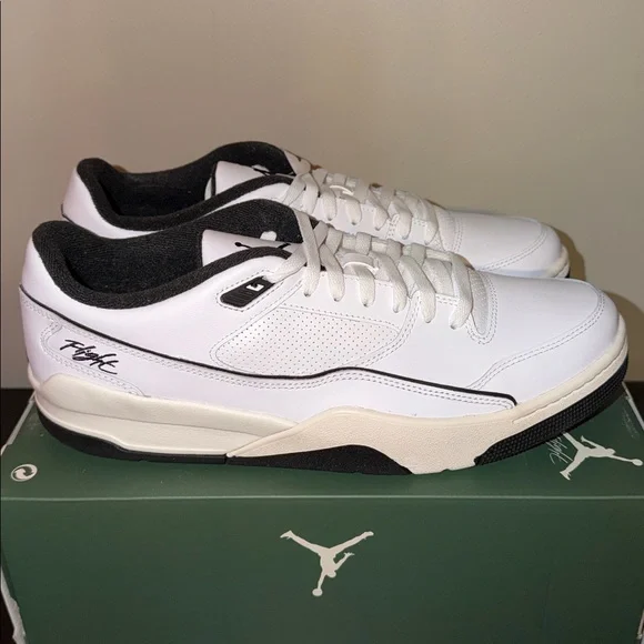 Jordan Flight Court White Black Sail HF3255-100 Men’s Size 10